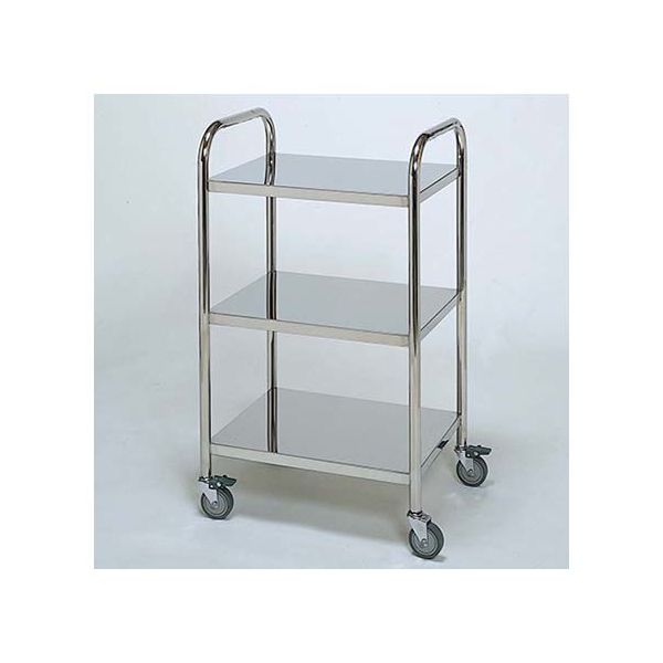 柏ステンレス工業 ステンレスワゴン アーチ型回診車S (枠無) 3段 ステンレスワゴンMB-3UF-S 1個 62-2714-65（直送品）