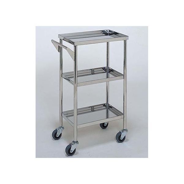 柏ステンレス工業 ステンレスワゴン 回診車 (静音仕様立上) 3段 450×300×800mm ステンレスワゴンMB-1621 1個（直送品）