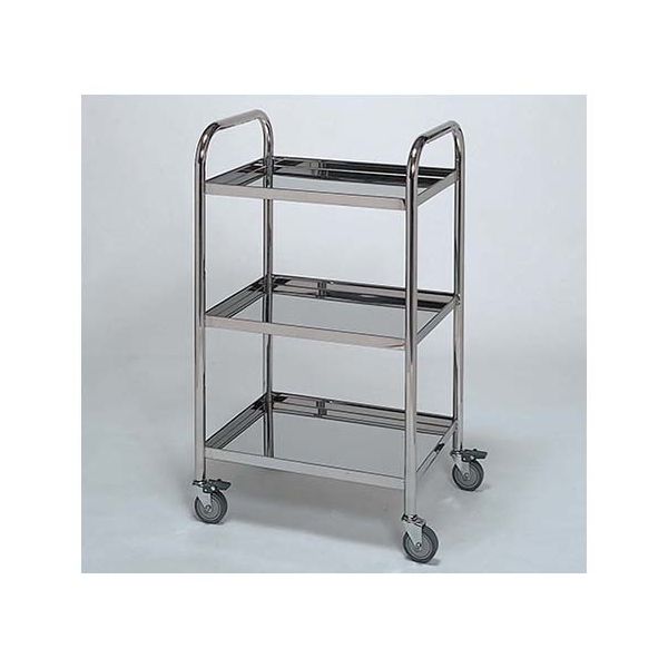柏ステンレス工業 ステンレスワゴン アーチ型回診車S (立上) 3段 ステンレスワゴンMB-3UV-S 1個 62-2714-69（直送品）