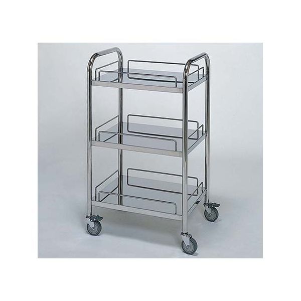 柏ステンレス工業 ステンレスワゴン アーチ型回診車M (枠付) 3段 ステンレスワゴンMB-3UG-M 1個 62-2714-74（直送品）