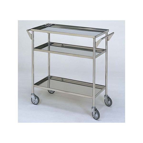 柏ステンレス工業 ステンレスワゴン 回診車M (立上) 3段 600×400×800mm ステンレスワゴンMB-3ZV-M 1個（直送品）
