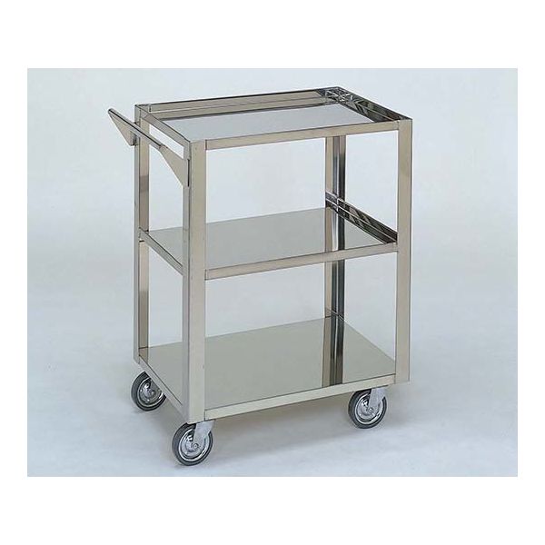 柏ステンレス工業 ステンレスワゴン 回診車L (1段目のみ立上) 3段 ステンレスワゴンMB-3ZA-L 1個 62-2714-94（直送品）