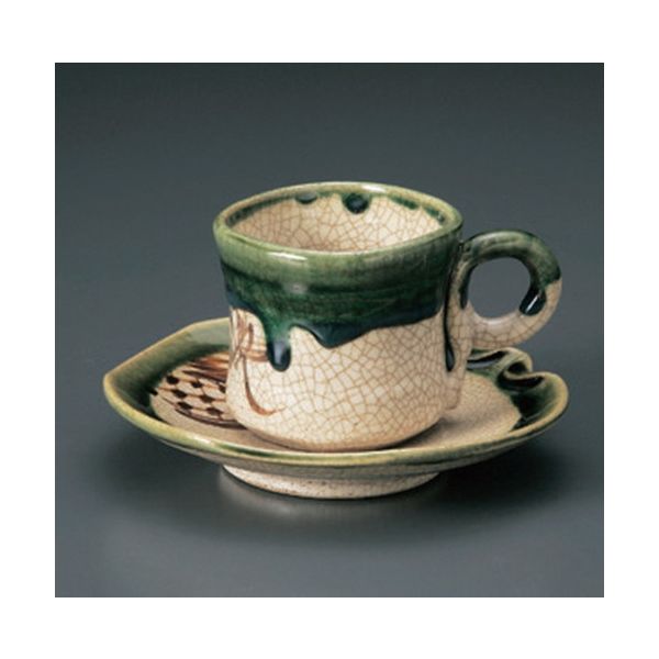 アースモス 美濃焼 和風コーヒーカップ 織部糸切コーヒー碗皿 [150cc] （2個入）（直送品）