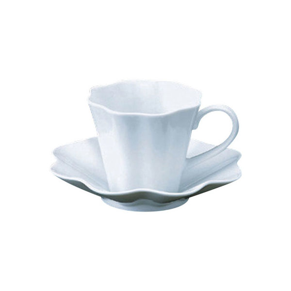 アースモス 美濃焼 カップ＆ソーサー 白花弁コーヒーC/S [185cc] （4個入）（直送品）