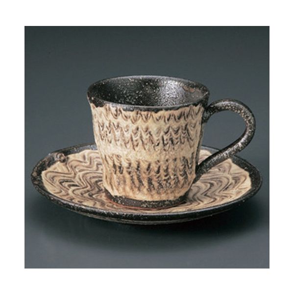アースモス 美濃焼 和風コーヒーカップ 粉引刷毛目コーヒーC/S [170cc] （2個入）（直送品）