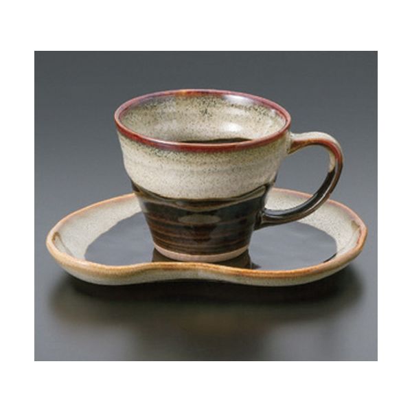 アースモス 美濃焼 和風コーヒーカップ 天目うのふコーヒー碗皿 [200cc] （2個入）（直送品）