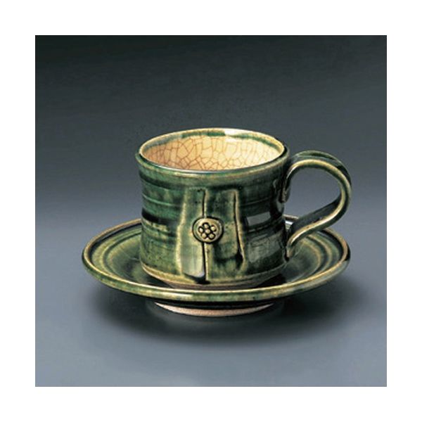 アースモス 美濃焼 和風コーヒーカップ 総織部花紋コーヒー碗皿 [200cc] （1個入）（直送品）