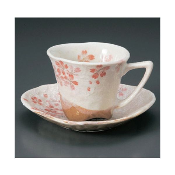 アースモス 美濃焼 和風コーヒーカップ 平安桜コーヒーC/S（赤） [170cc] （2個入）（直送品）