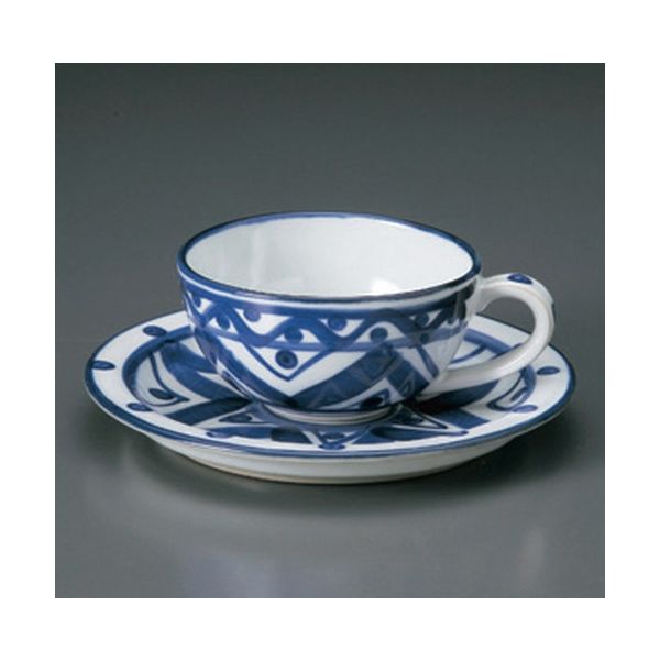 アースモス 美濃焼 和風コーヒーカップ 古代マジョリカ紅茶碗皿 [190cc] （2個入）（直送品）