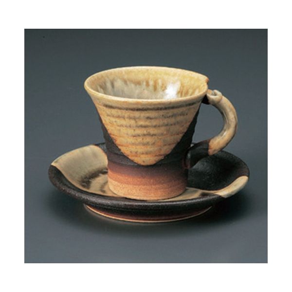 アースモス 美濃焼 和風コーヒーカップ 灰釉掛分コーヒーC/S [130cc] （2個入）（直送品）