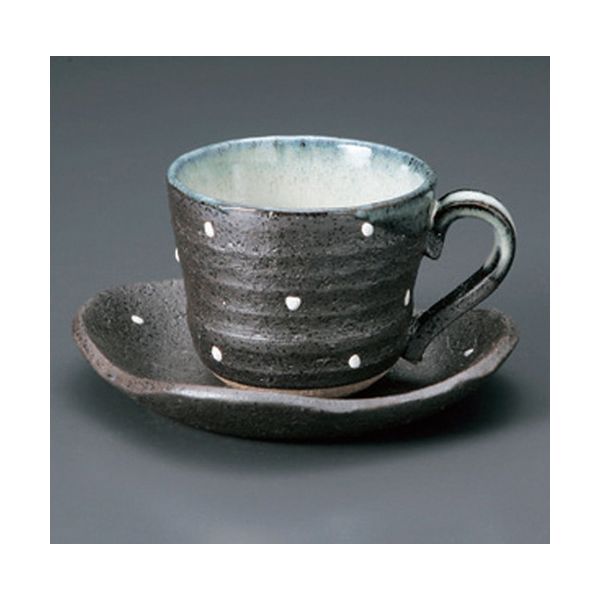 アースモス 美濃焼 和風コーヒーカップ 黒釉水玉コーヒーC/S [200cc] （3個入）（直送品）