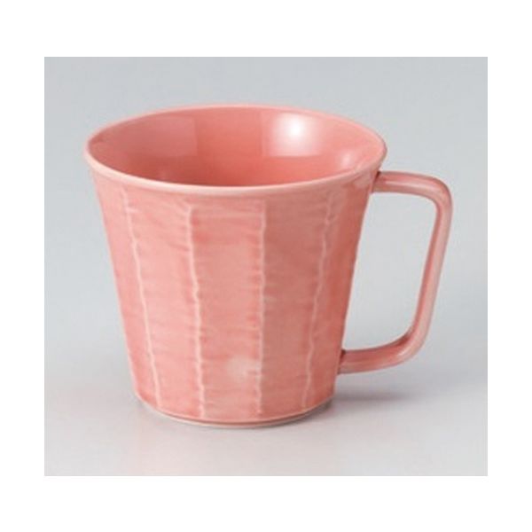 アースモス 美濃焼 マグカップ ピンク赤そぎマグカップ [300cc] （5個入）（直送品）