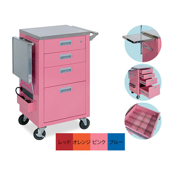 高田ベッド製作所 救急C型カート 幅60×奥行43×高さ92cm ブルー TB-1274 1台 62-8625-09（直送品）