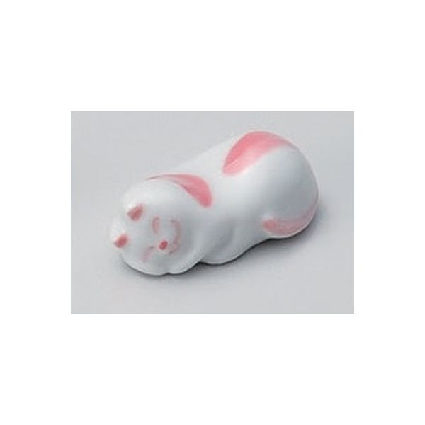 アースモス 美濃焼 箸置 ピンク眠り猫箸置 （12個入）（直送品）