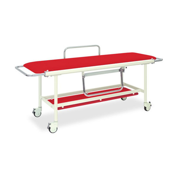 高田ベッド製作所 ストレッチャー100 幅60×長さ200(座シート180)×高さ80cm レッド TB-623 1台 62-8705-53（直送品）