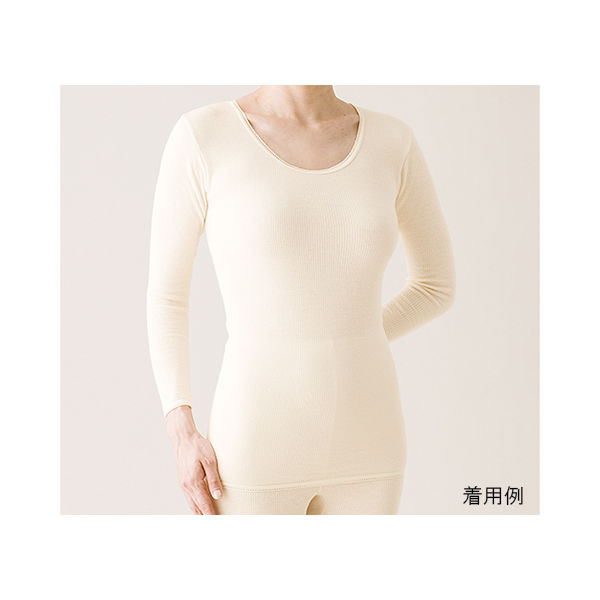ハヤシ・ニット リブ調キルト 婦人8分袖インナー 1枚入 L ベージュ 3331 1枚 62-2991-94（直送品）