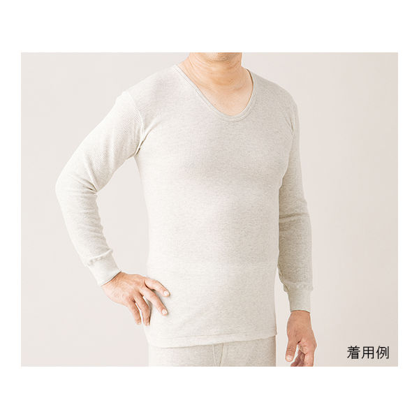 ハヤシ・ニット リブ調キルト 紳士長袖シャツ 1枚入 M ライトグレー 3321 1枚 62-2991-89（直送品）