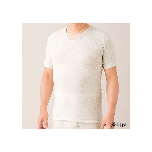 ハヤシ・ニット リブ調キルト 紳士半袖シャツ 1枚入 L ライトグレー 3322 1枚 62-2991-98（直送品）