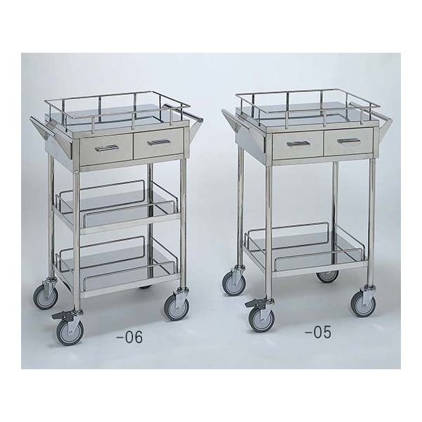 柏ステンレス工業 ステンレスワゴン 回診車 (枠付) 引出2個付 3段 ステンレスワゴン(ヒキダシヅケ)MB-3SH 1個（直送品）