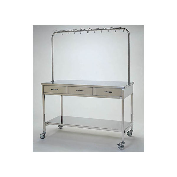 柏ステンレス工業 点滴処置台 引出3個付 1200×600×800(1600)mm テンテキショチダイMD-T12 1個（直送品）