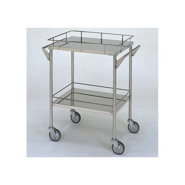 柏ステンレス工業 ステンレスワゴン 回診車M (枠付) 2段 ステンレスワゴンMB-2G-M 1個 62-2714-50（直送品）