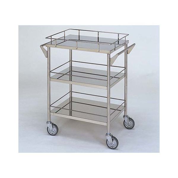 柏ステンレス工業 ステンレスワゴン 回診車M (枠付) 3段 ステンレスワゴンMB-3G-M 1個 62-2714-53（直送品）