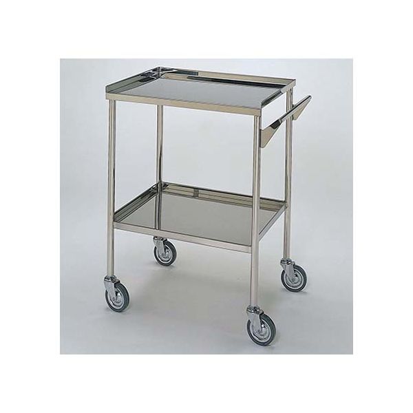 柏ステンレス工業 ステンレスワゴン 回診車M (立上) 2段 ステンレスワゴンMB-2V-M 1個 62-2714-55（直送品）