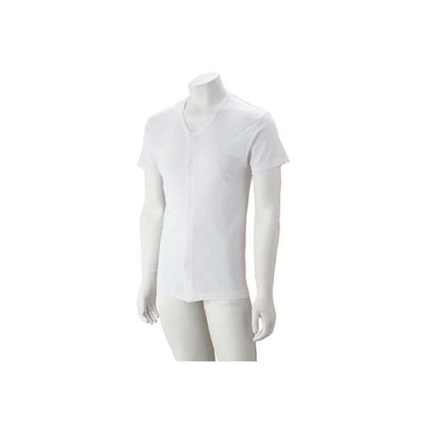 ケアファッション 紳士半袖大寸ワンタッチシャツ ホワイト 5L 38132-14 1枚 61-7381-25（直送品）