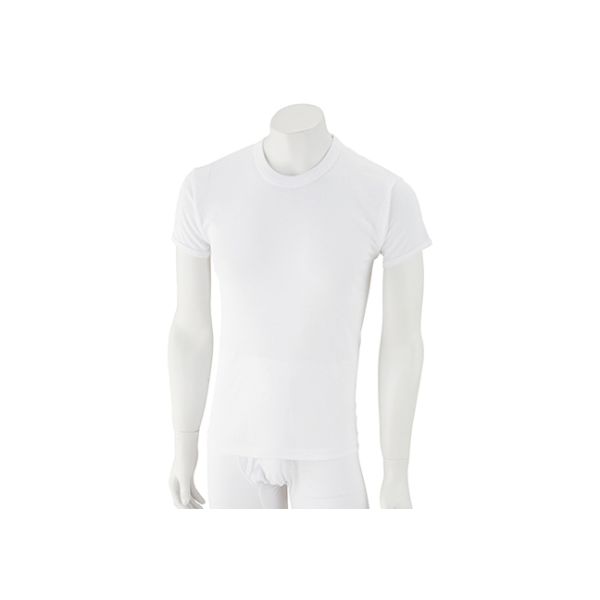 ケアファッション 紳士半袖丸首シャツ(2枚組) ホワイト L 38020-02 1組(2枚) 61-7381-68（直送品）