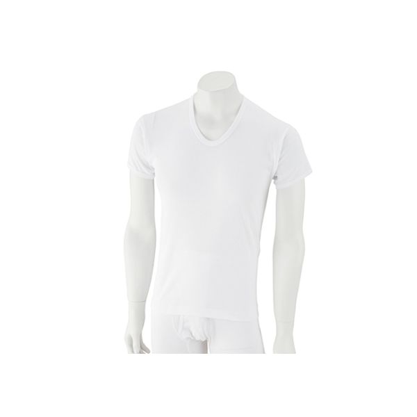 ケアファッション 紳士半袖U首シャツ(2枚組) ホワイト M 38021-01 1組(2枚) 61-7381-70（直送品）