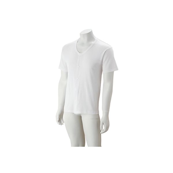 ケアファッション 紳士半袖大寸ホックシャツ ホワイト 5L 38126-14 1枚 61-7381-31（直送品）