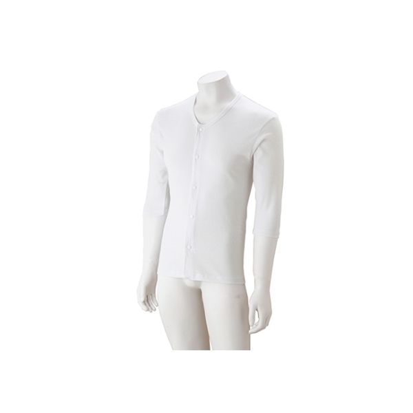 ケアファッション 紳士7分袖大寸ホックシャツ ホワイト 3L 38127-05 1枚 61-7381-32（直送品）