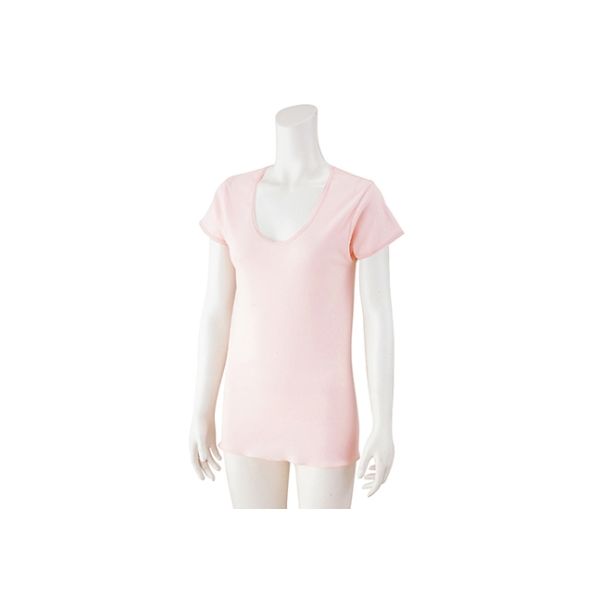 ケアファッション 婦人3分袖シャツ(2枚組) ピーチ M 38061-01 1組(2枚) 61-7377-14（直送品）