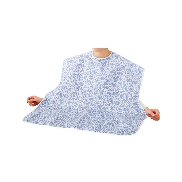 ケアファッション 名札付食事用エプロン ブルー 39670-11 1枚 61-7384-48（直送品）