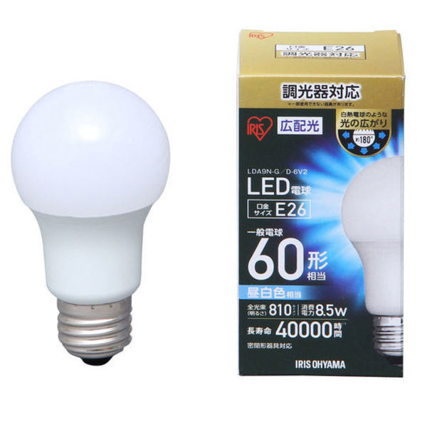 アイリスオーヤマ LED電球　調光　E26　広配光　60形相当 LDA9N-G/D-6V2(567336) 1個