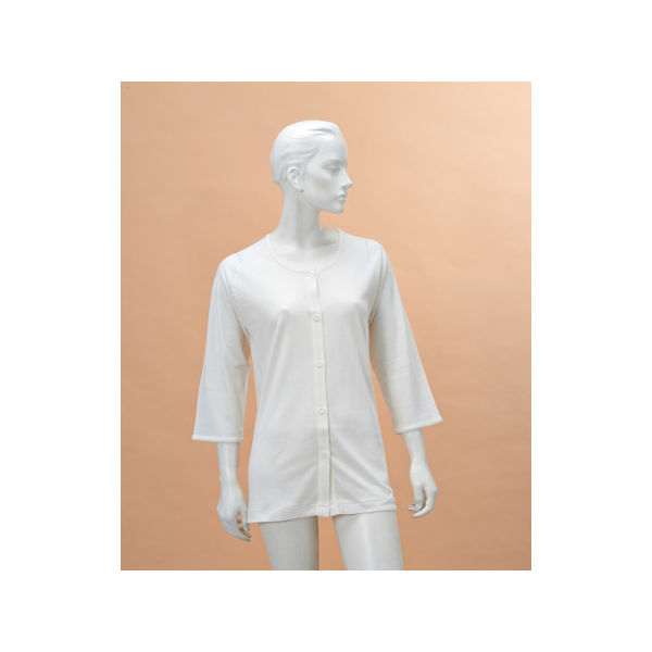 神戸生絲 婦人前開き7分袖(ボタン式) S No.50V 1枚 63-1284-82（直送品）