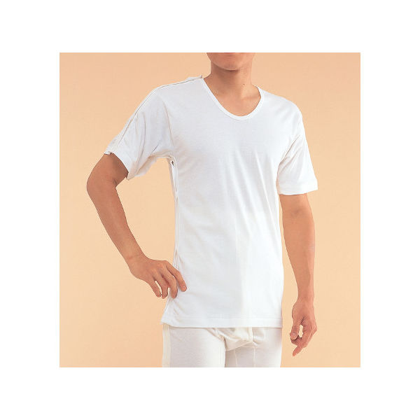 神戸生絲 紳士・婦人共用 脇開き5分袖(右開き) L MU14R 1枚 63-1285-34（直送品）