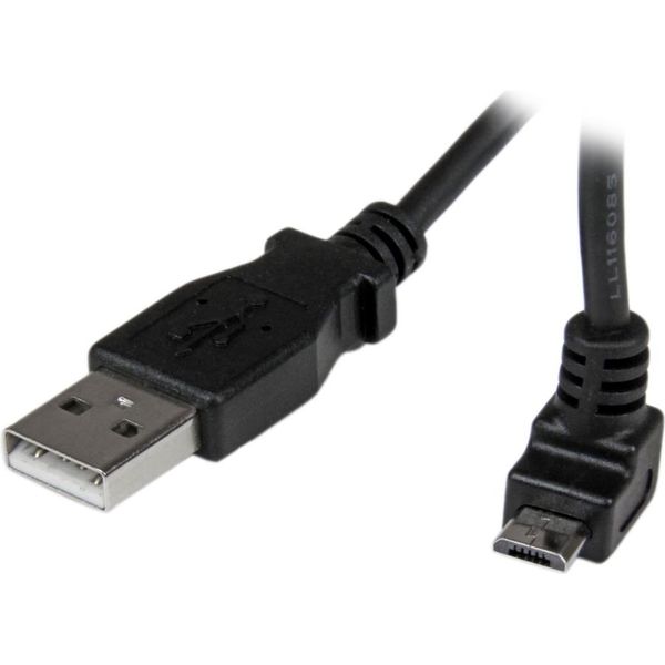 Startech.com L型上向き microUSBケーブル USB-A(オス)-マイクロ B(オス)2m USBAUB2MU 1個 - アスクル