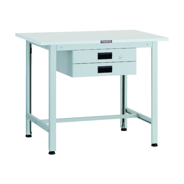 TRUSCO 軽荷重作業台(200kg)AO型 900X600XH740 薄型2段引出付 ホワイト色 AO-0960UDK2 1台（直送品）