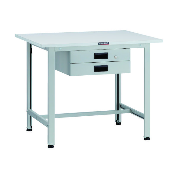 TRUSCO 軽荷重作業台(200kg)AO型 900X750XH740 薄型2段引出付 ホワイト色 AO-0975UDK2 1台（直送品）