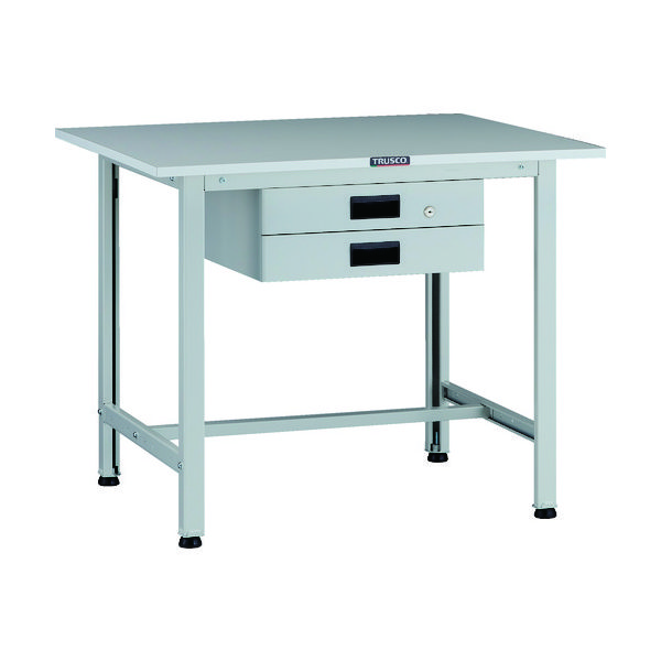 TRUSCO 軽荷重作業台(200kg)AO型 900X750XH740 薄型2段引出付 ホワイト色 AOR-0975UDK2 1台（直送品）