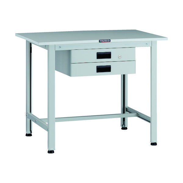 TRUSCO 軽荷重作業台(200kg)AO型 900X600XH740 薄型2段引出付 ホワイト色 AOR-0960UDK2 1台（直送品）