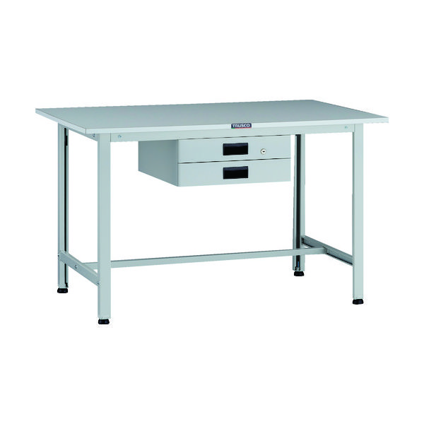 TRUSCO 軽荷重作業台(200kg)AO型 1200X600XH740 薄型2段引出付 ホワイト色 AOR-1260UDK2 1台（直送品）