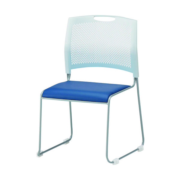 藤沢工業 TOKIO スタッキングチェア NSWーT10L レザー インディコブルー NSW-T10L-IB 1脚 149-2039（直送品）