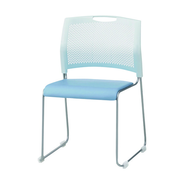 藤沢工業 TOKIO スタッキングチェア NSWーT10L レザー ライトブルー NSW-T10L-LBL 1脚 149-2041（直送品）