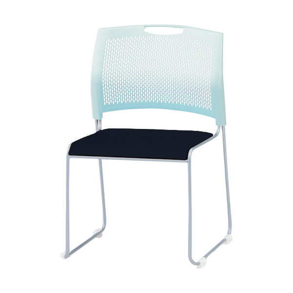 藤沢工業 TOKIO スタッキングチェア NSWーT10L レザー ネオブラック NSW-T10L-NBK 1脚 149-2044（直送品）