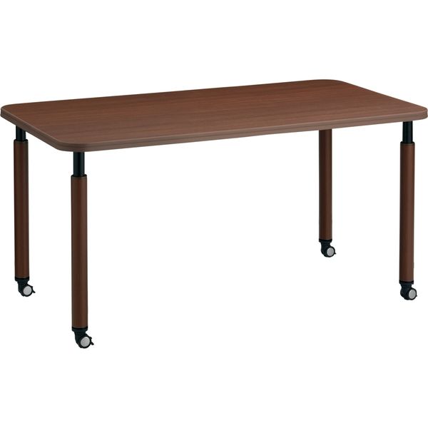 【組立設置込】コクヨ 高齢者施設用 高さ調整テーブル ラチェット調節式 角形 キャスタータイプ 幅1600×奥行900mm ブラウン 1台（直送品）
