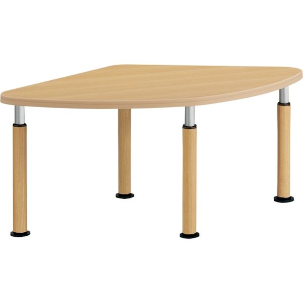 【組立設置込】コクヨ 高齢者施設用 高さ調整テーブル ラチェット調節式 扇形 アジャスタータイプ 幅1475×奥行885mm ナチュラル 1台（直送品）