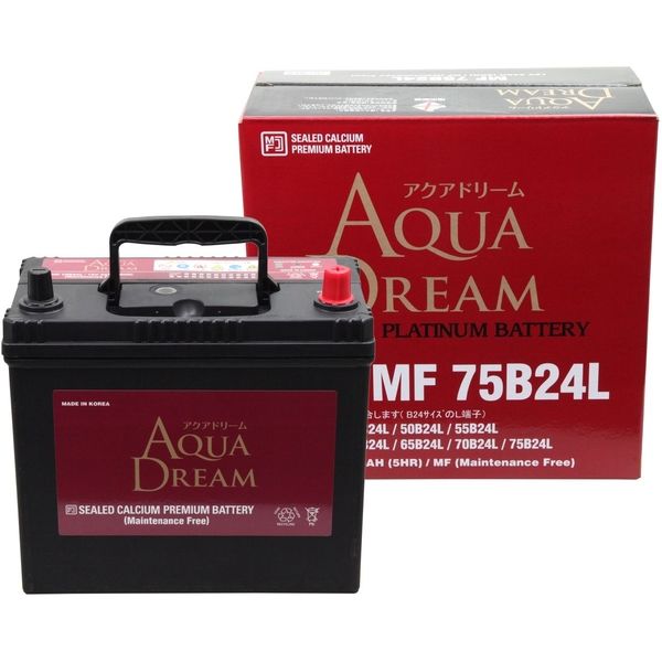 【カー用品】AQUA DREAM（アクアドリーム） 国産車用バッテリー充電制御車対応 AD-MF 75B24L 1個（直送品）