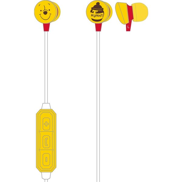 グルマンディーズ くまのプーさん／Bluetoothステレオイヤホン　くまのプーさん DN-BT006 1個（直送品）